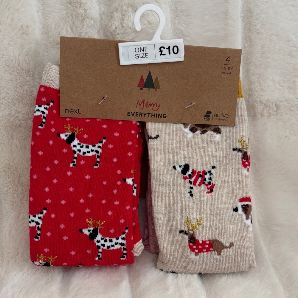 Brand New Next Holiday Dog & Patterned Socks - Set of 4